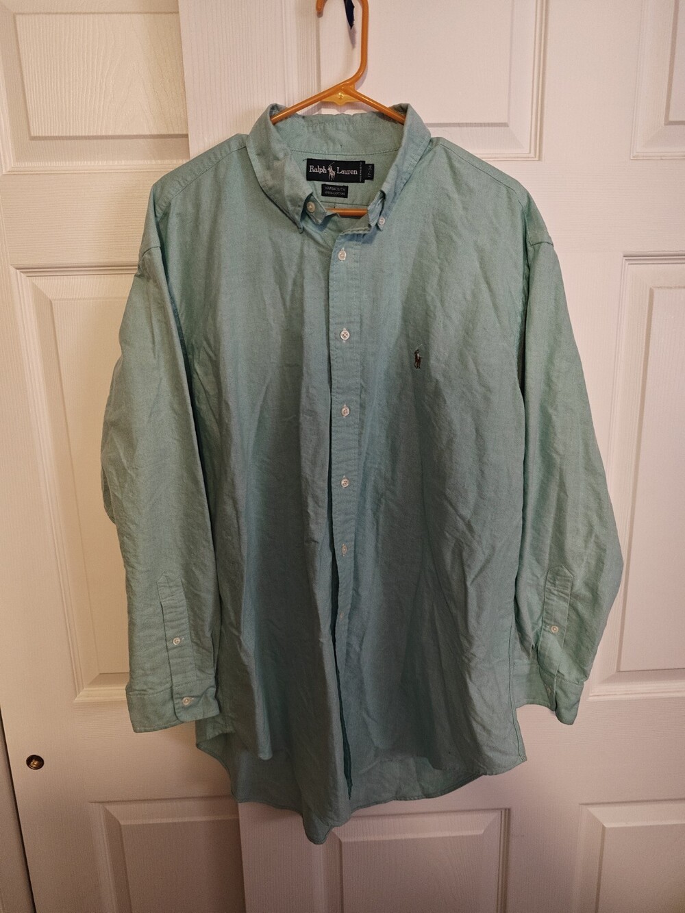 Ralph Lauren Dress Shirt Mens Green 18 36/37  Long Sleeve Button Down Yarmouth